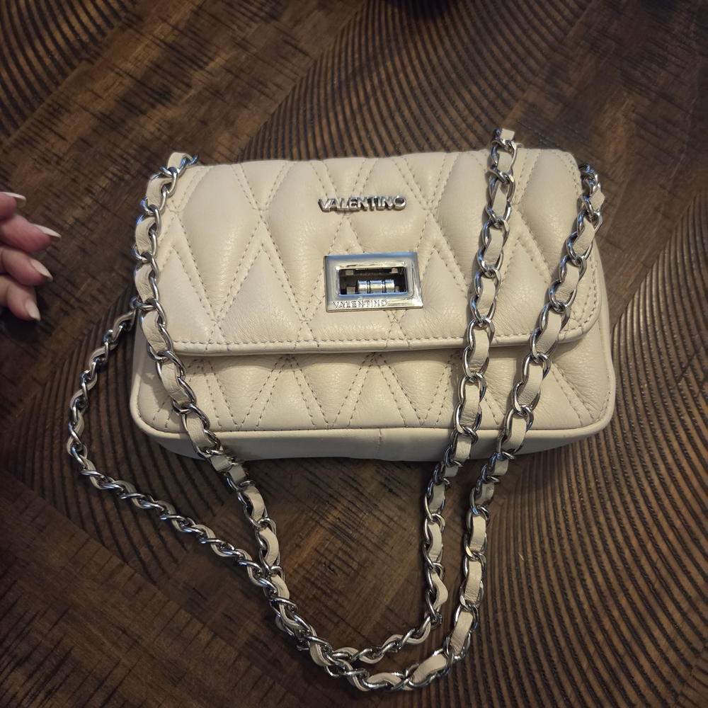 Valentino Cream Quilted Chain Bag